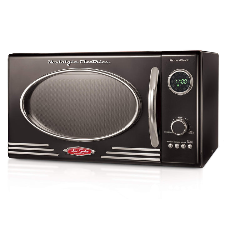 Nostalgia RMO4BK Retro 0.9 Cubic Foot 800-Watt Countertop Microwave Oven 5 Power Black