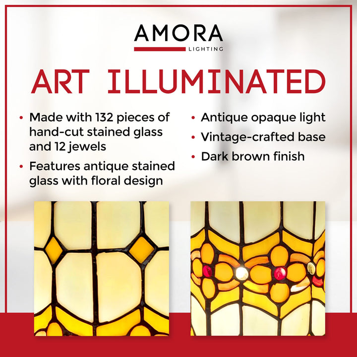 Amora Floral Decorative Desk Lamps - Tiffany Accent Lamp with Mosaic Lamp Shades - Diamond Home USA