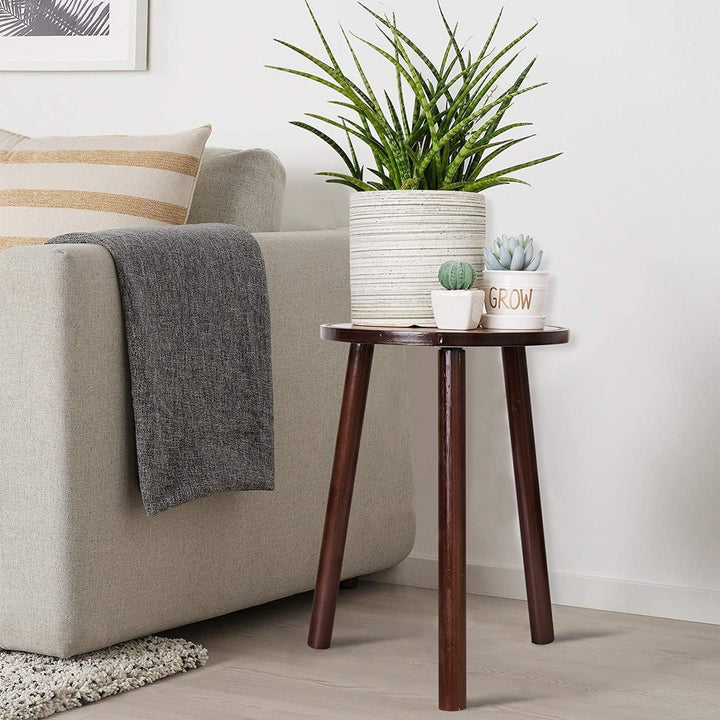 Wood Plant Stand Round Small Side Table Holder (Set of 2) Brown Rustic - Diamond Home USA