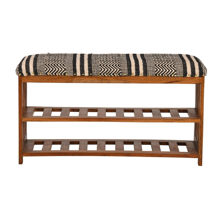 Upholstered 2-Shelf Storage Entryway and Bedroom Bench 18" H X 34" W 12" D Black - Diamond Home USA