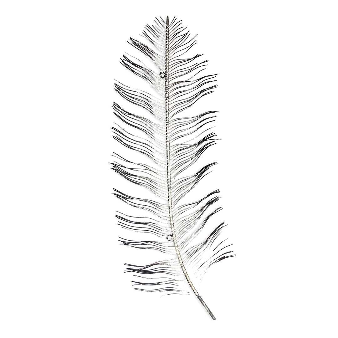 Silver and Bronze Metal Feather Themed Wall Multi Color Bohemian Eclectic - Diamond Home USA