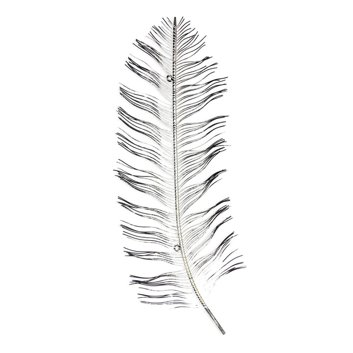 Silver and Bronze Metal Feather Themed Wall Multi Color Bohemian Eclectic - Diamond Home USA