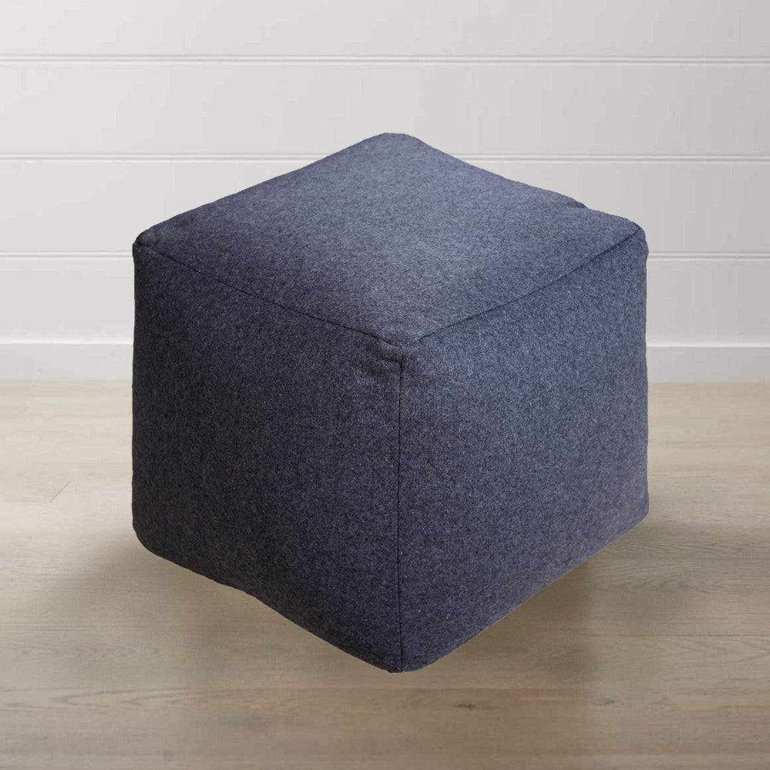 Dark Grey Square Designer Pouf Ottoman Solid Color Bohemian Eclectic Cotton - Diamond Home USA