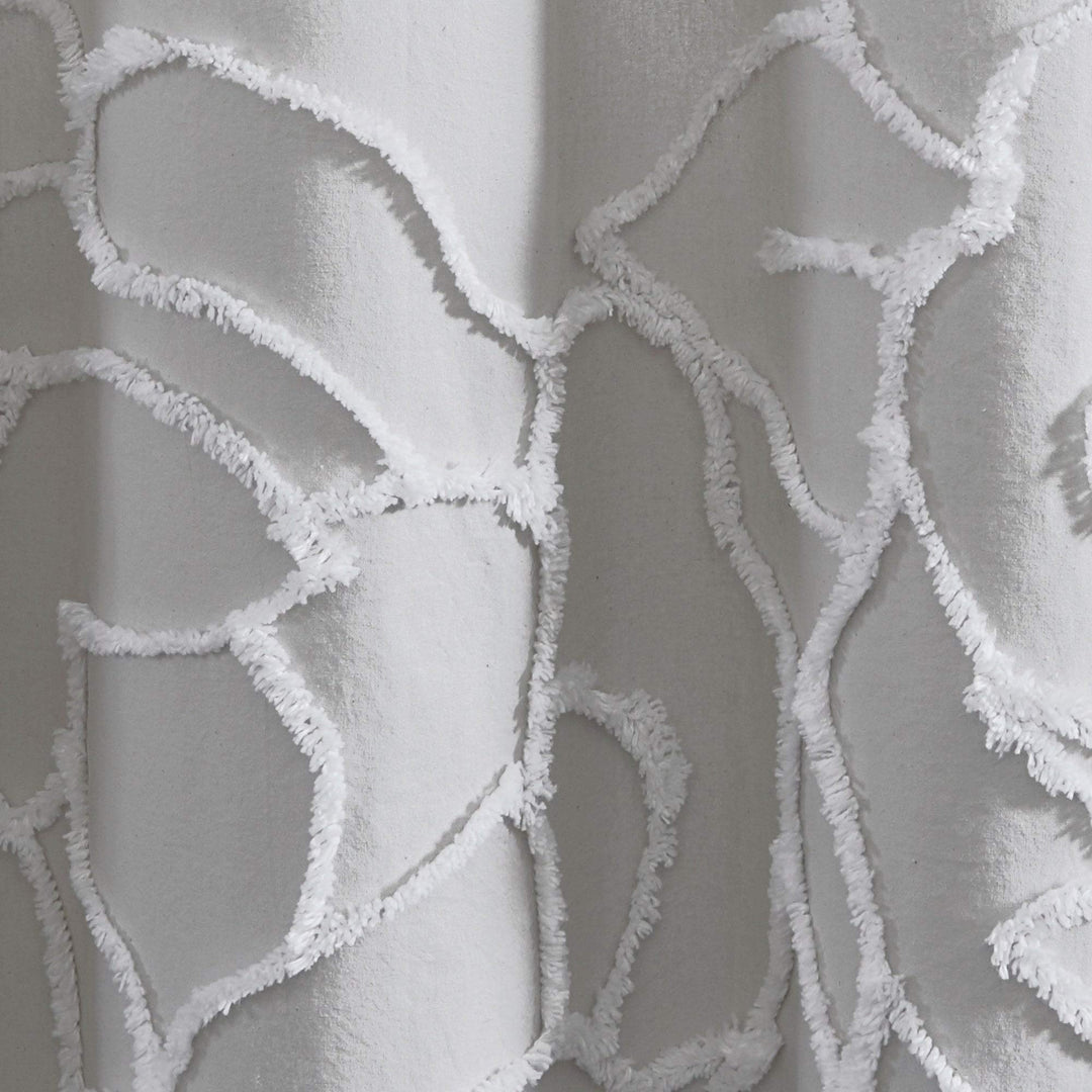 Rose Chenille Tufted Floral Shower Curtain Grey Cottage Farmhouse Modern - Diamond Home USA