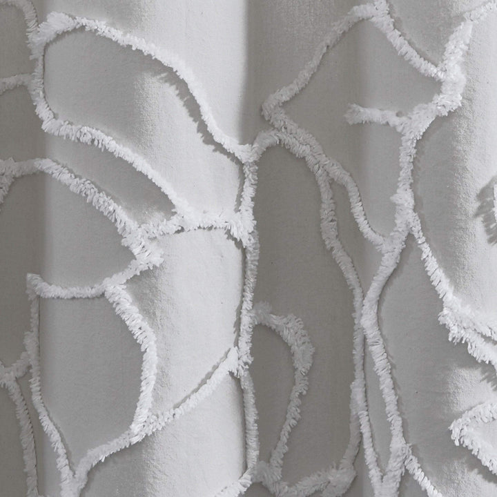 Rose Chenille Tufted Floral Shower Curtain Grey Cottage Farmhouse Modern - Diamond Home USA