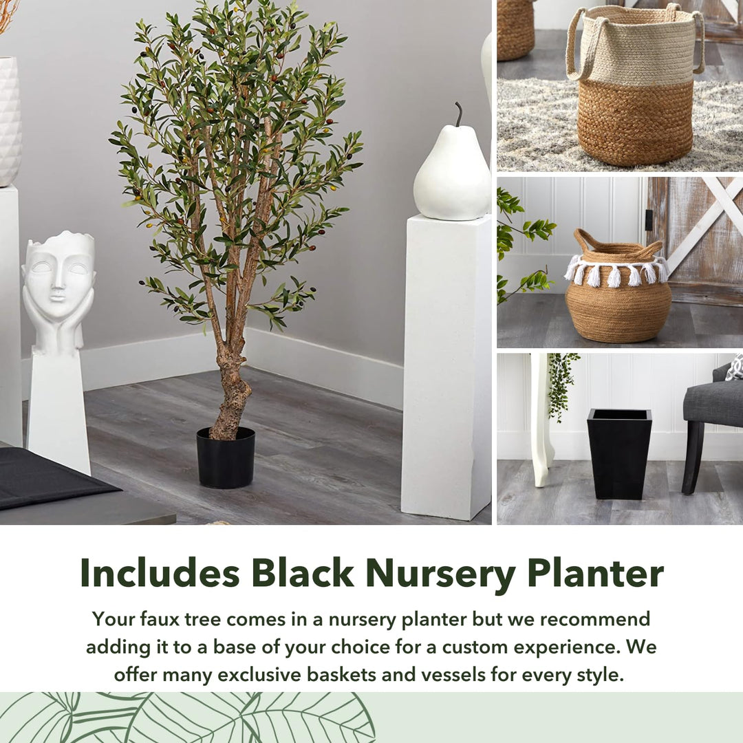 Nearly Natural 5258 Olive Silk Tree 5-Feet Green 30 x 30 x 55 inches - Diamond Home USA