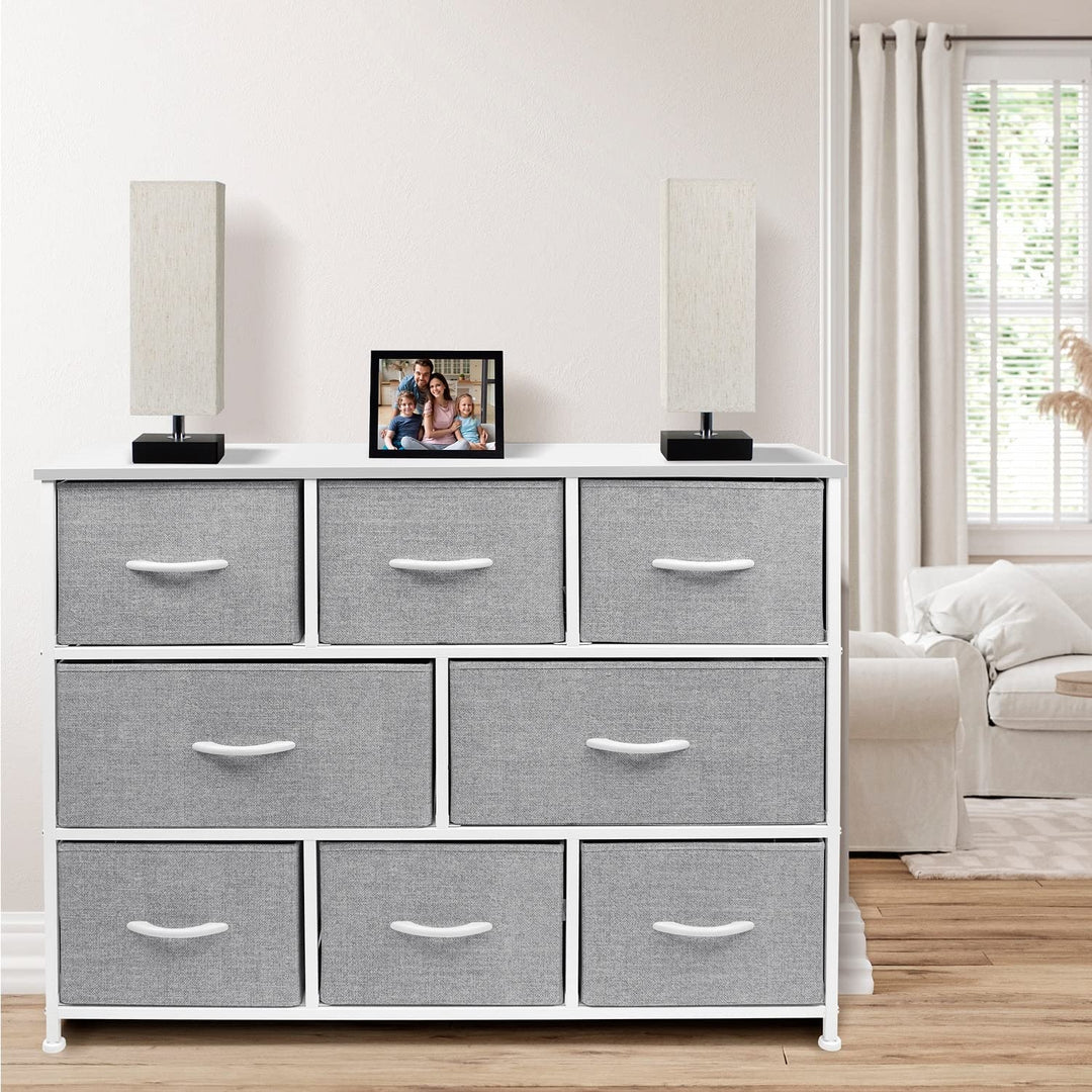 Dresser W/ 8 Drawers Furniture Storage Chest for Clothing Organization White - Diamond Home USA