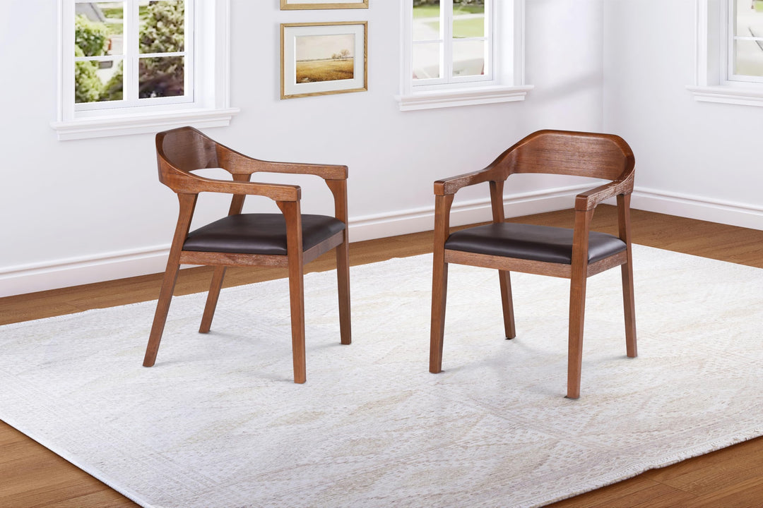 Boraam Rasmus Dining Armchairs-Set of 2 Brown/Chestnut Wire-Brush - Diamond Home USA