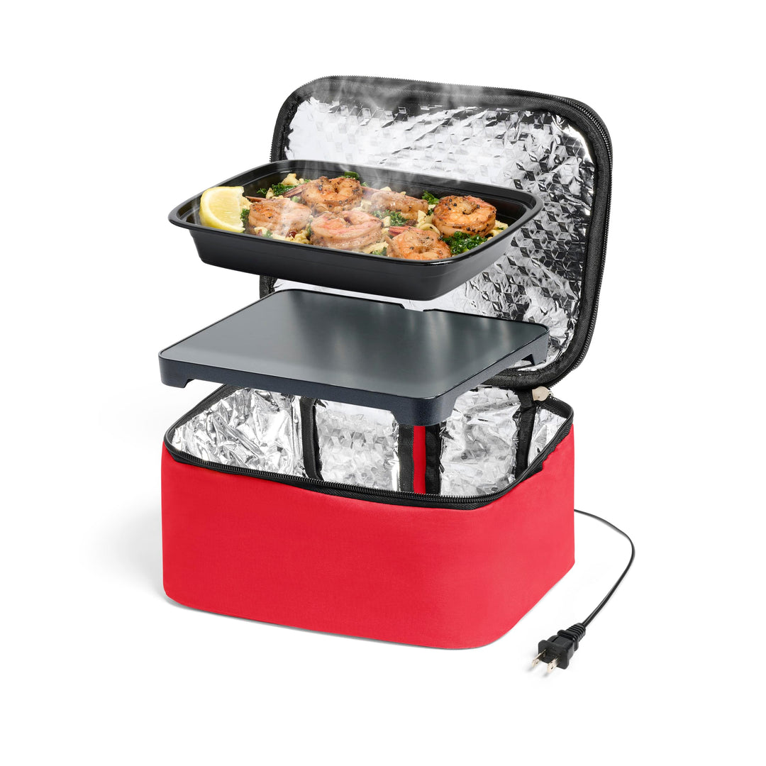 HOTLOGIC Mini XP Portable Electric Lunch Box Food Heater - Expandable Food Red
