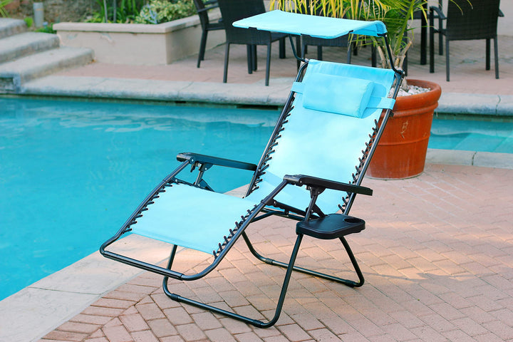Jeco Oversized Zero Gravity Chair with Sunshade and Drink Tray