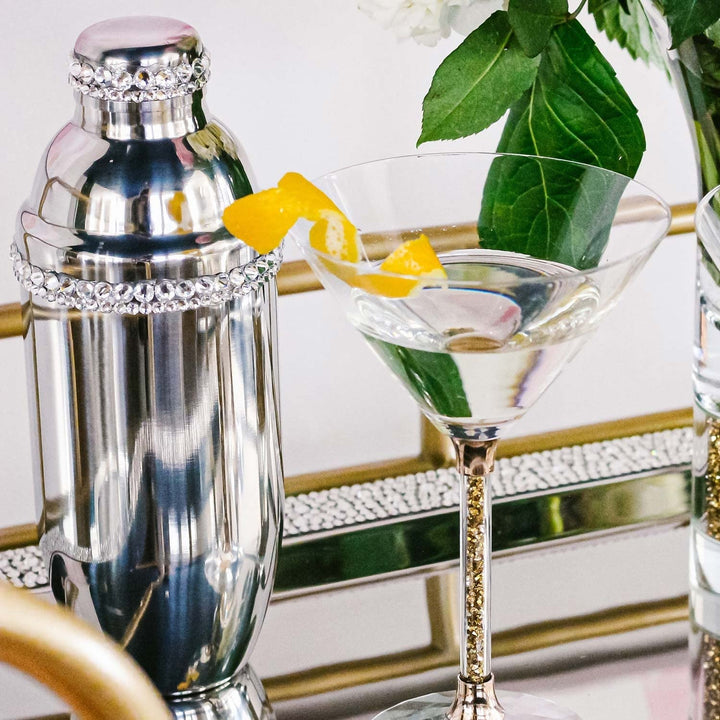 Rhinestone Cocktail Shaker Silver Stainless Steel 1 Piece Medium