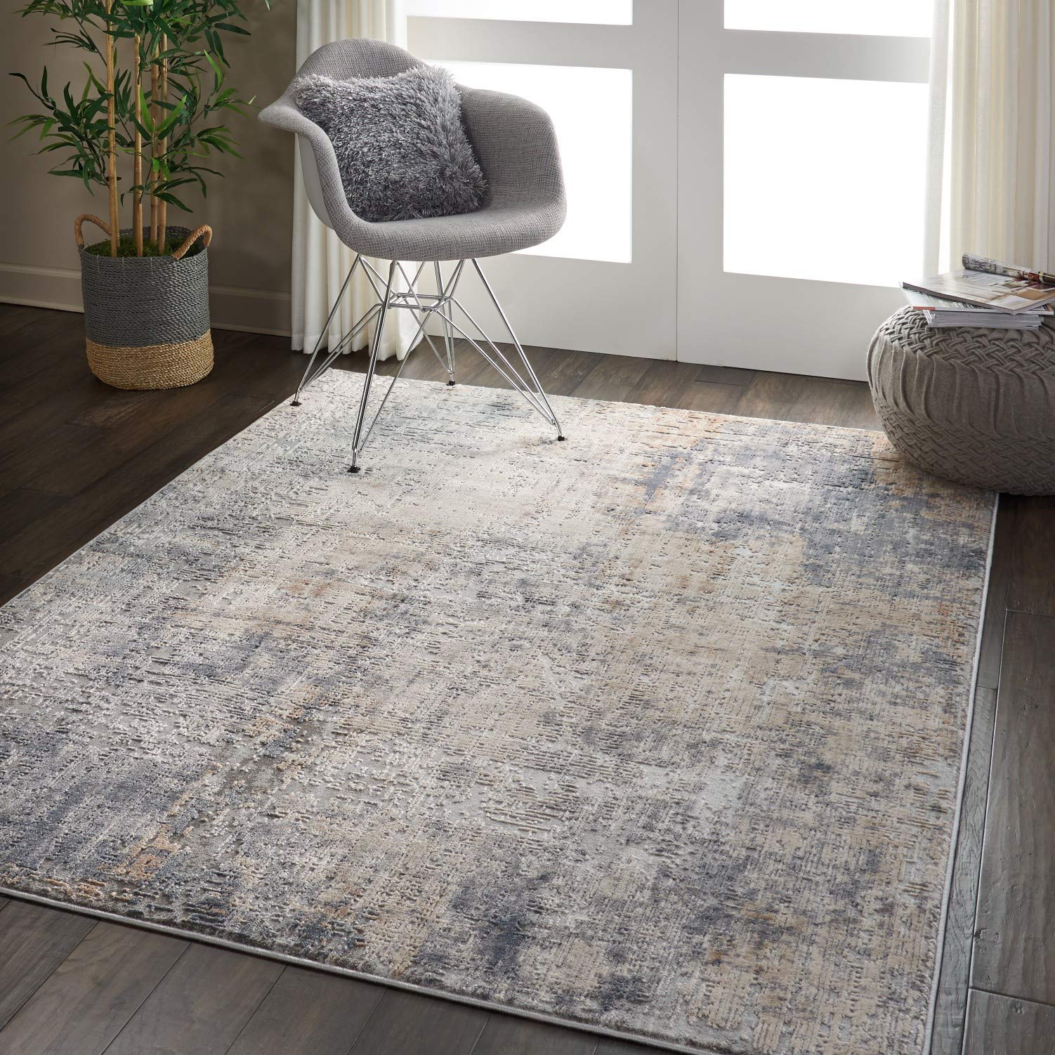 Rustic Textures Distressed Contemporary Abstract Area Rug | Diamond ...