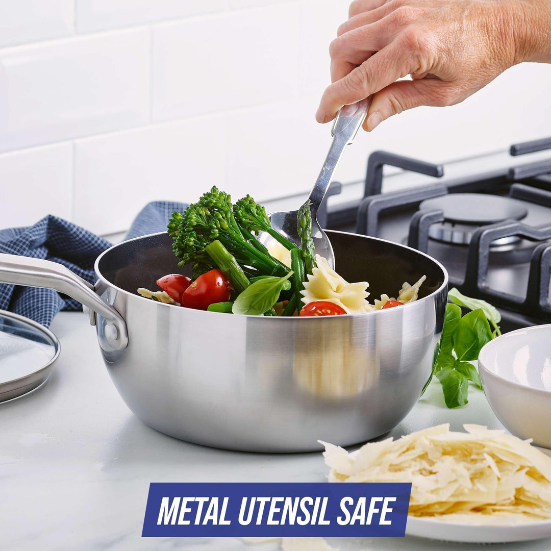 Blue Diamond Tri-ply Stainless Steel Healthy Ceramic Nonstick 2.5qt Sauce Pan - Diamond Home USA