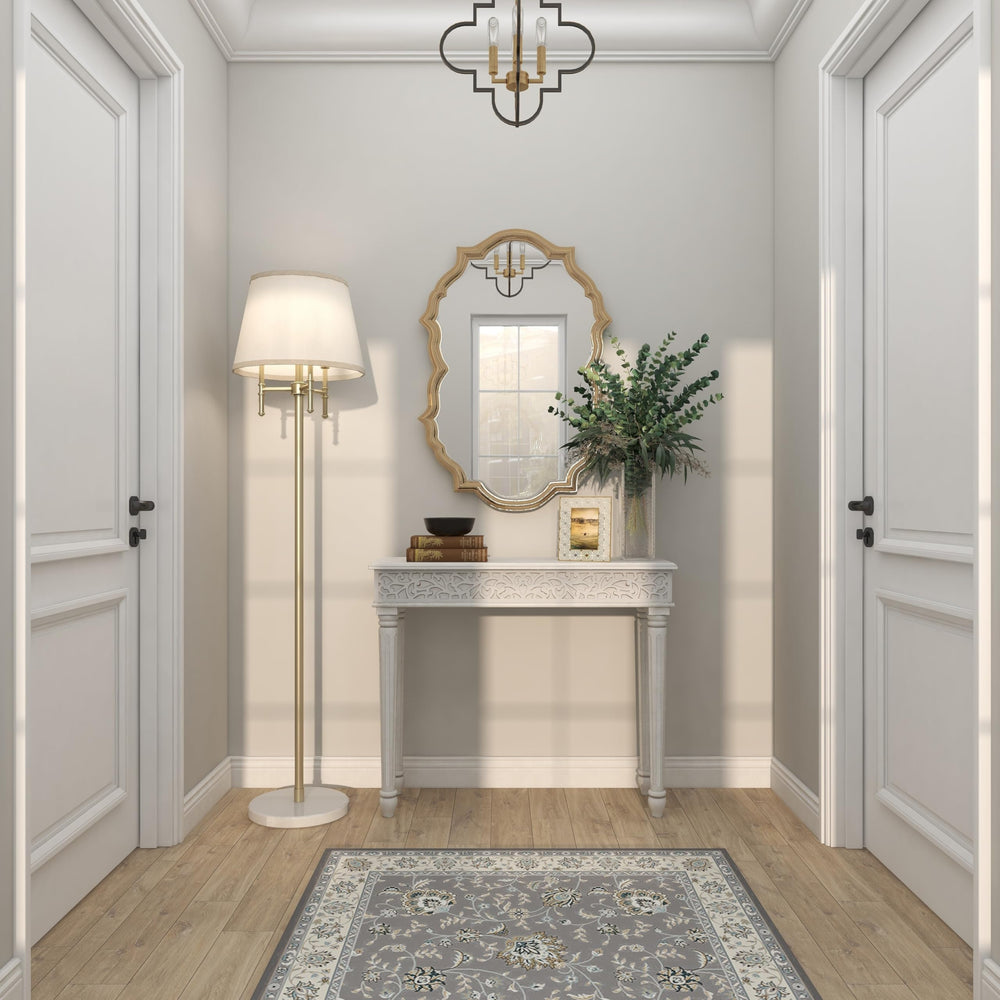 White Wood Carved Scroll Console Table Farmhouse - Diamond Home USA