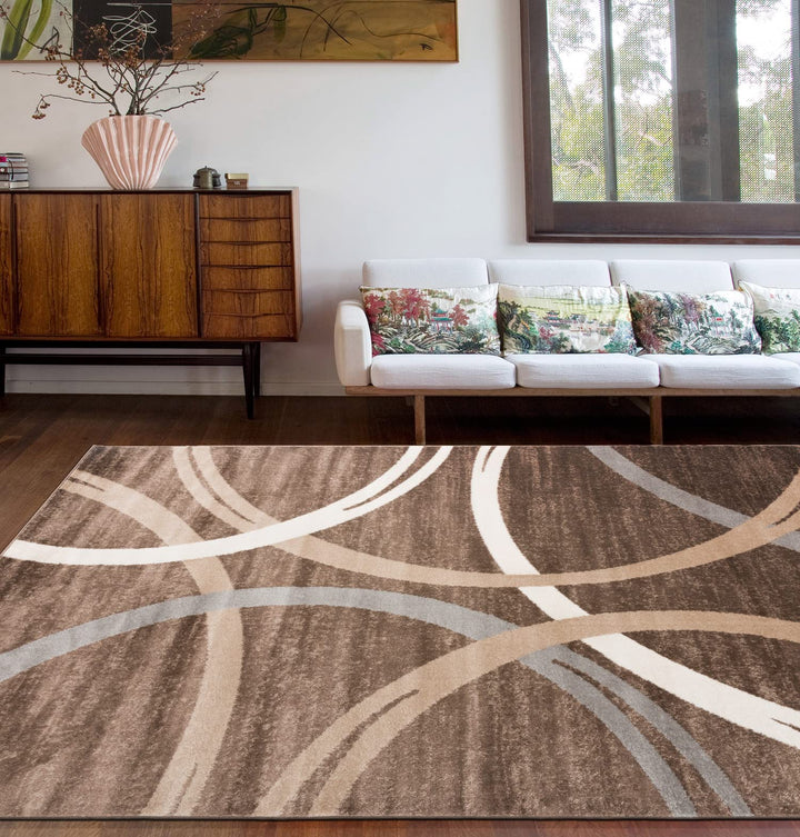 Rugshop Contemporary Abstract Circles Design Area Rug