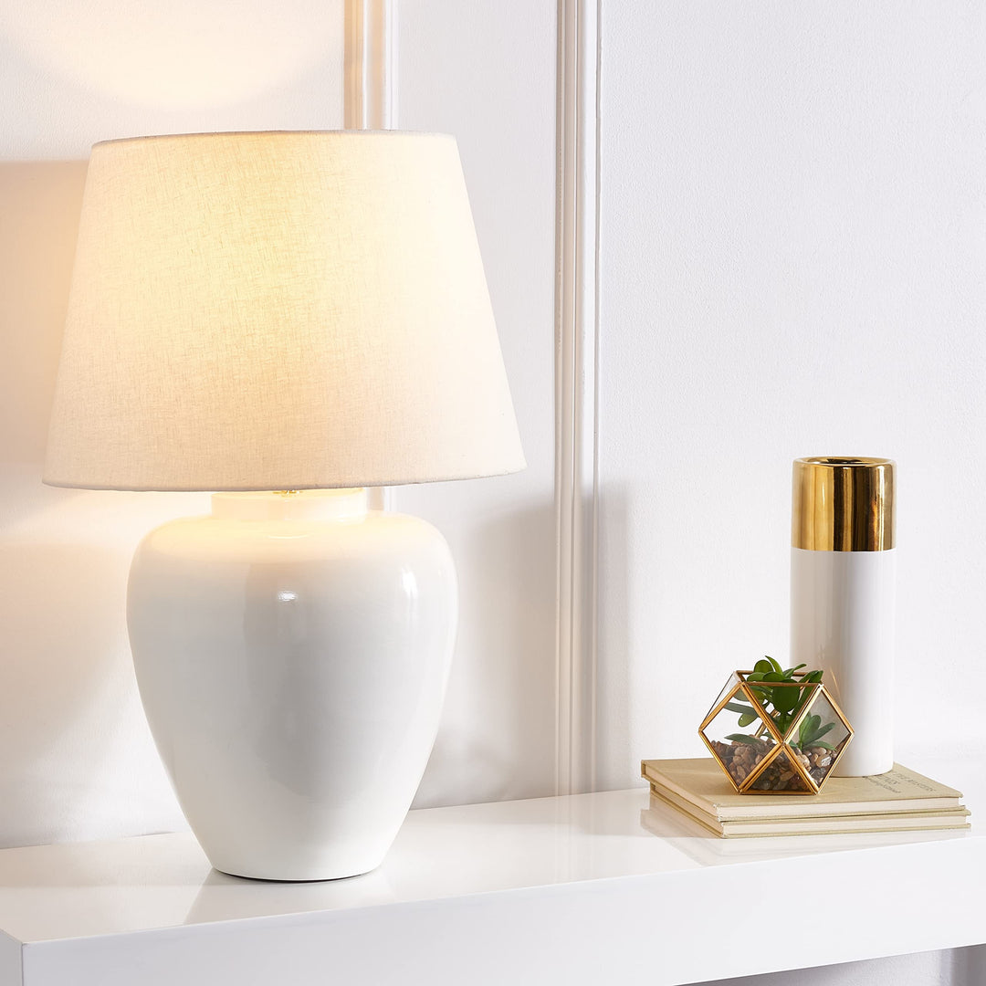 Lighting 24-inch Table Lamp 14 in. W X D 23 H Beige Modern Contemporary White