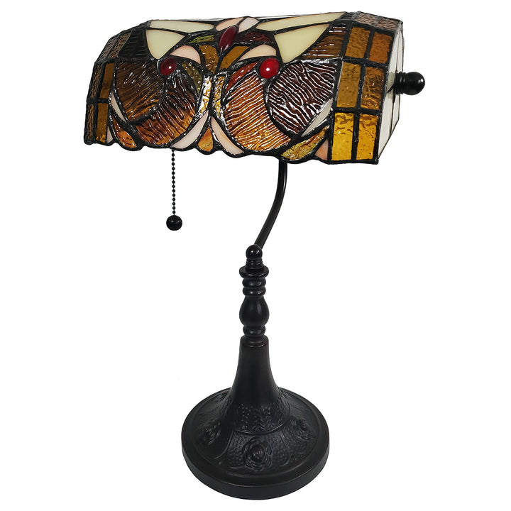 Amora Lighting Tiffany Style Stained Glass 16" Tall Desk Lamp Dark Amber - Diamond Home USA