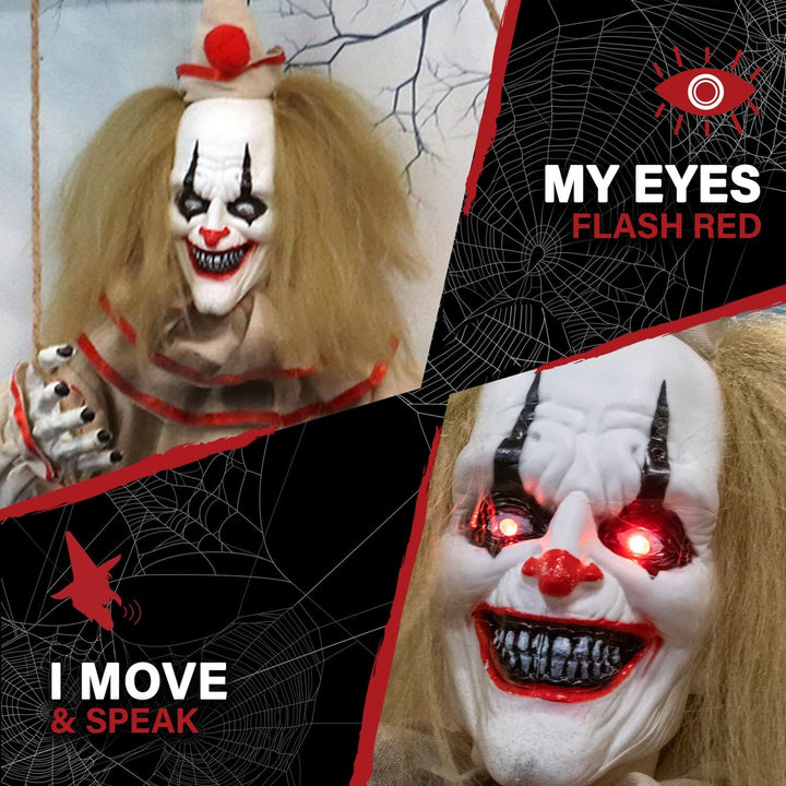 Haunted Hill Farm 55-in. Smalls The Animated Swinging Clown Indoor Or Covered - Diamond Home USA