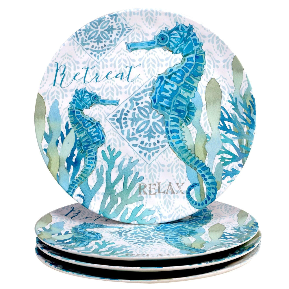 Beachcomber 12-Piece Dinnerware Set (Service for 4) Blue Multi Color White - Diamond Home USA