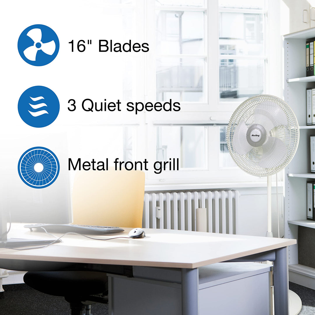 Air King 9126 16-Inch Adjustable Oscillating Pedestal Fan - Diamond Home USA