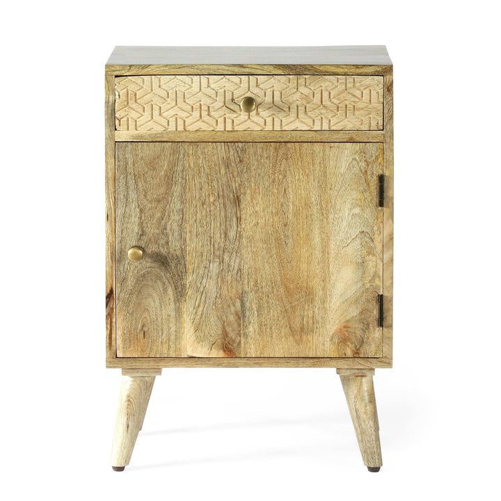 Boho Handcrafted Mango Wood Nightstand with Storage tural Bohemian Eclectic - Diamond Home USA