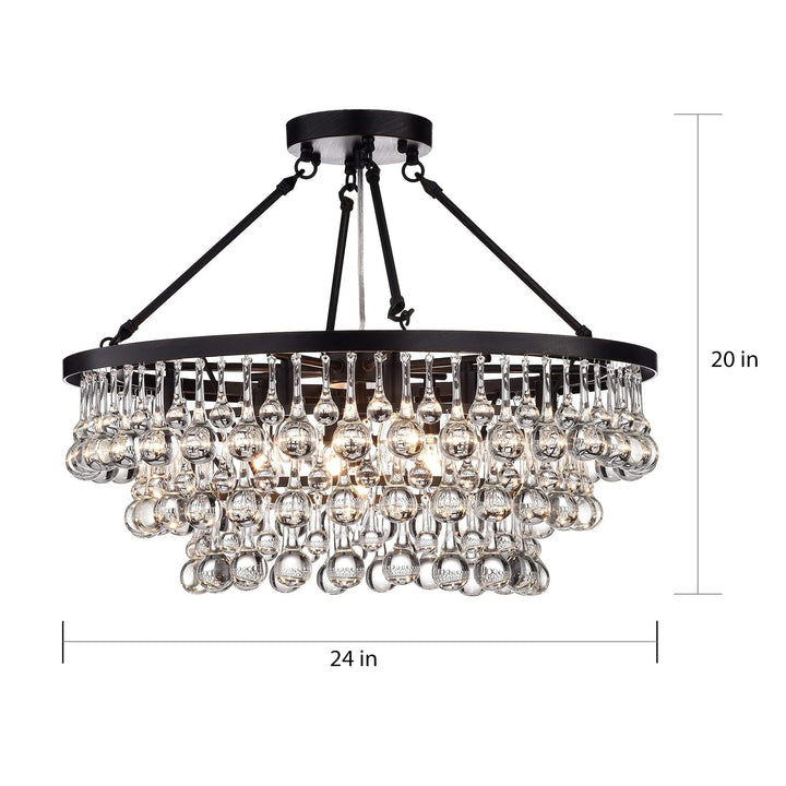 Hong Kong Best New Zhu Yuan Lighting Co. Arosa Black 9-Light Semi Flush Mount - Diamond Home USA