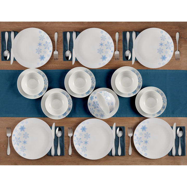 Winter Snowflakes 18pc Dinnerware Set Serv For 6 16-pc Multi Color Textured - Diamond Home USA