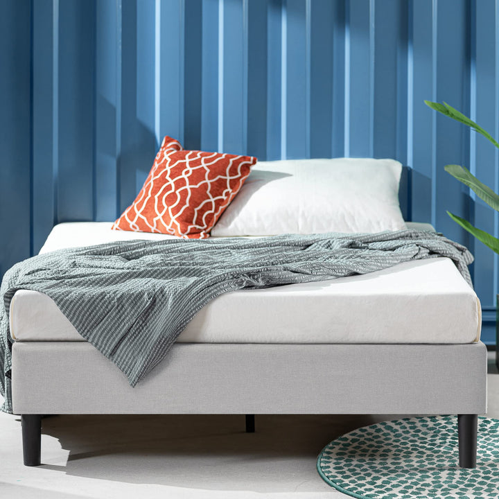 ZINUS Curtis Upholstered Platform Bed Frame / Mattress Foundation / Wood Slat Light Grey - Queen