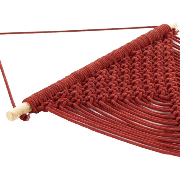 Burgundy Diamond Macrame Wall anging 40" h X 14" w Red Textured Global Cotton - Diamond Home USA