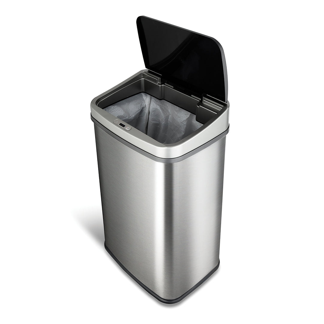 NINESTARS DZT-50-28BR Automatic Touchless Motion Sensor Oval Trash Can Black Top - Diamond Home USA