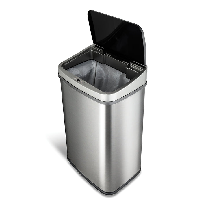 NINESTARS DZT-50-28BR Automatic Touchless Motion Sensor Oval Trash Can Black Top - Diamond Home USA