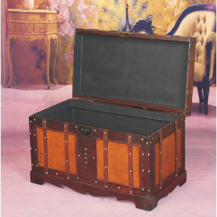 Antique Style Steamer Trunk Wood - Diamond Home USA