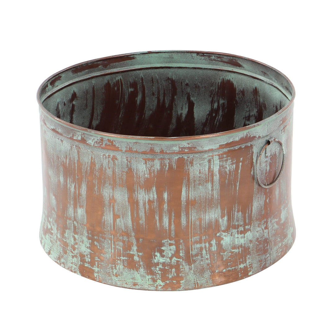 Studio 350 Set of 3 Rustic Round Distressed Drum Planters by - Diamond Home USA