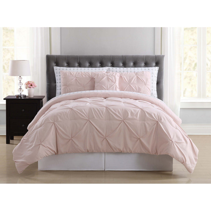 Truly Soft Everyday - Arrow Pleated Blush Twin Bed in a Bag - Blush Twin - Pink - 6 Piece