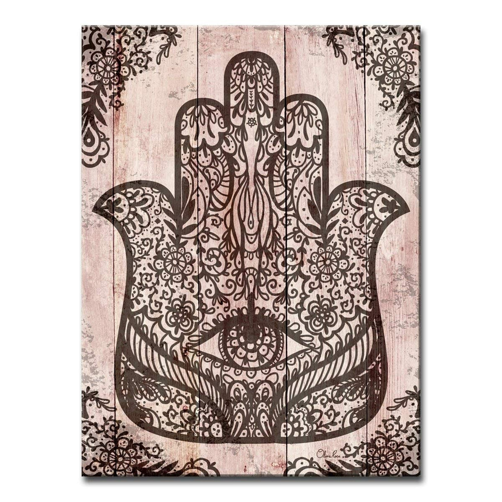 20 X 16 Black Hamsa Hand Canvas Art ood Grain Pattern all Art Hand of Fatima - Diamond Home USA