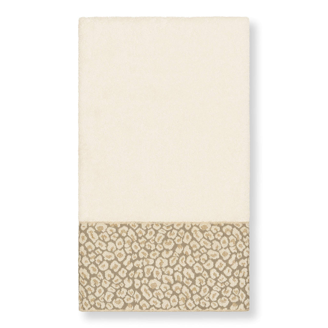 Turkish Cotton Cheetah Jacquard Trim Cream 3-Piece Towel Set Off/White Animal - Diamond Home USA