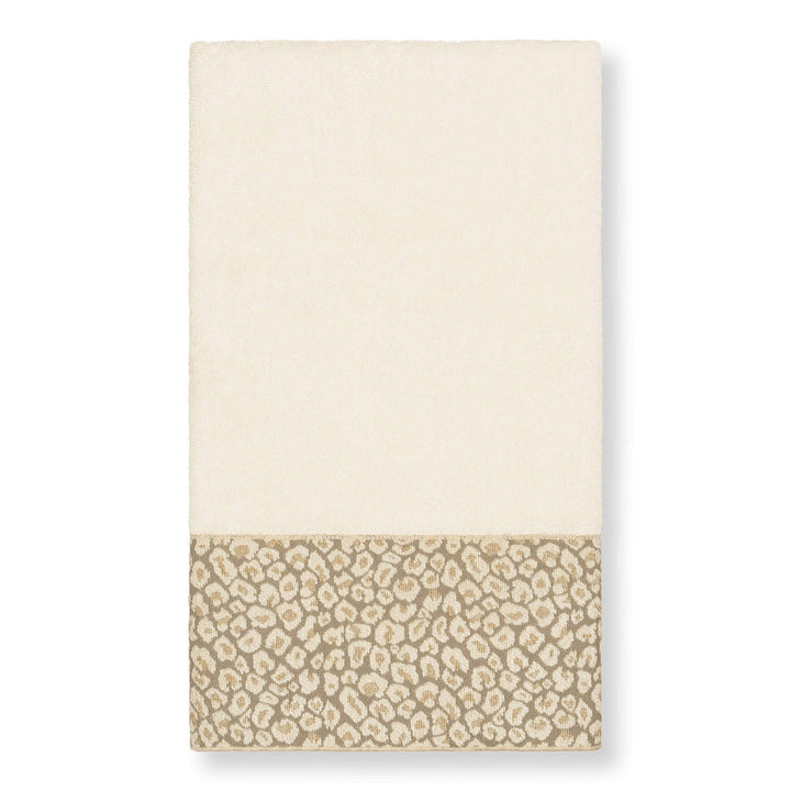 Turkish Cotton Cheetah Jacquard Trim Cream 3-Piece Towel Set Off/White Animal - Diamond Home USA