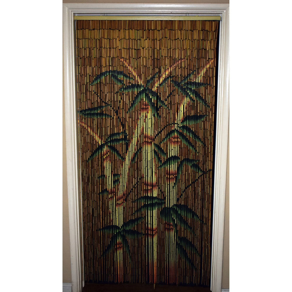 Handmade Bamboo Forest Beaded Curtain Multi Color Beads Wood Hand Painted - Diamond Home USA