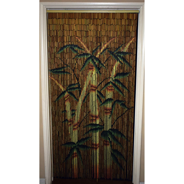 Handmade Bamboo Forest Beaded Curtain Multi Color Beads Wood Hand Painted - Diamond Home USA