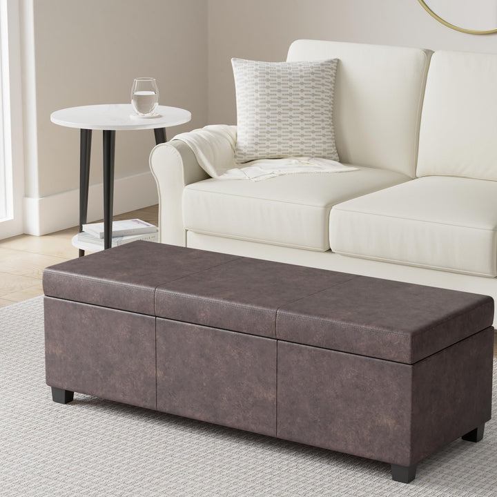 SIMPLIHOME Avalon 48 Inch Wide Contemporary ectangle Storage Ottoman Bench in
