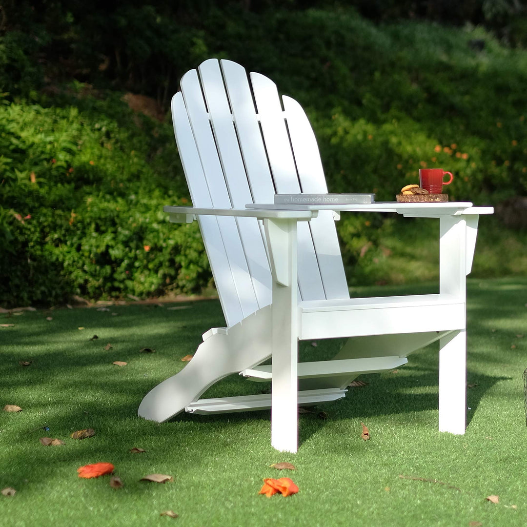 Cambridge Casual Bentley Adirondack Chair with Tray Table Solid Wood/White