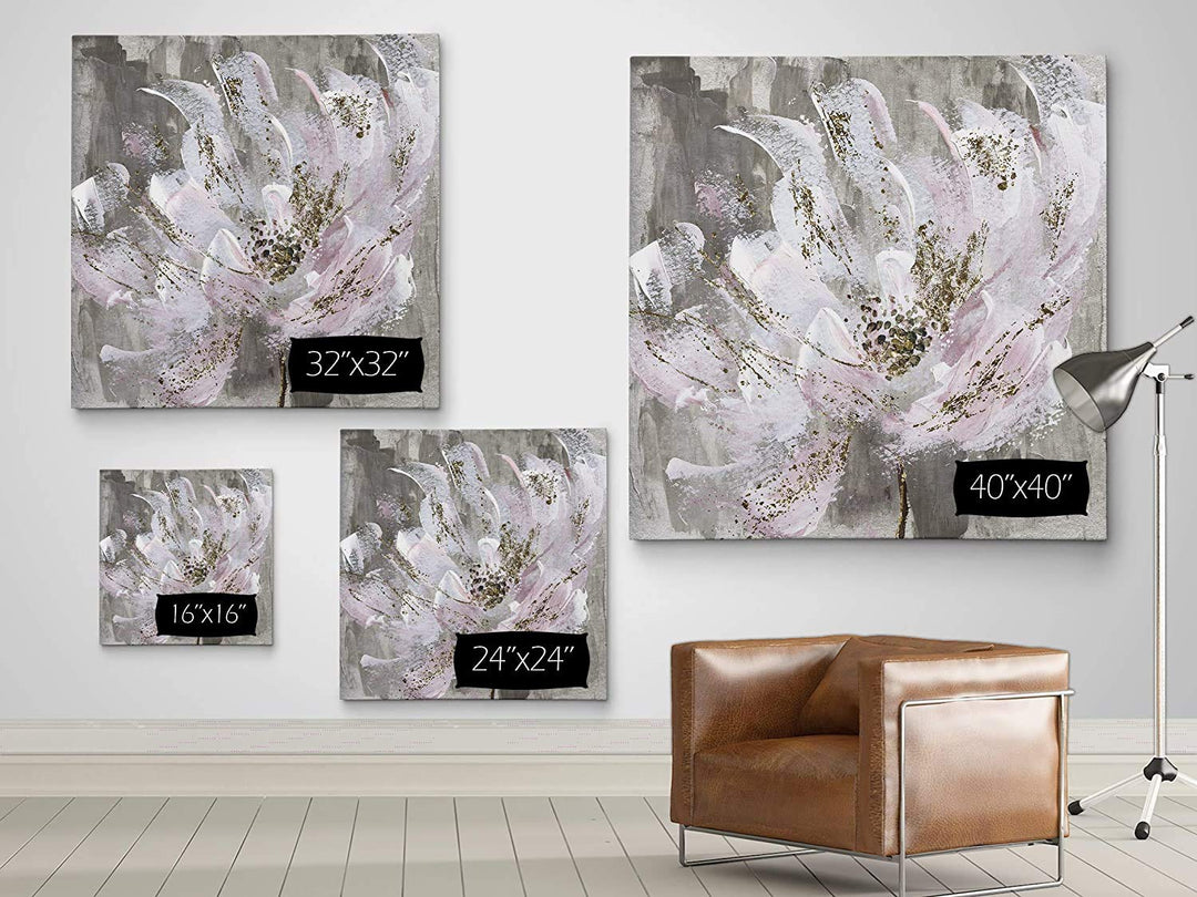 Wexford Home Blushy and Splashy Gallery Wrapped Canvas Wall Art 40x40 - Diamond Home USA