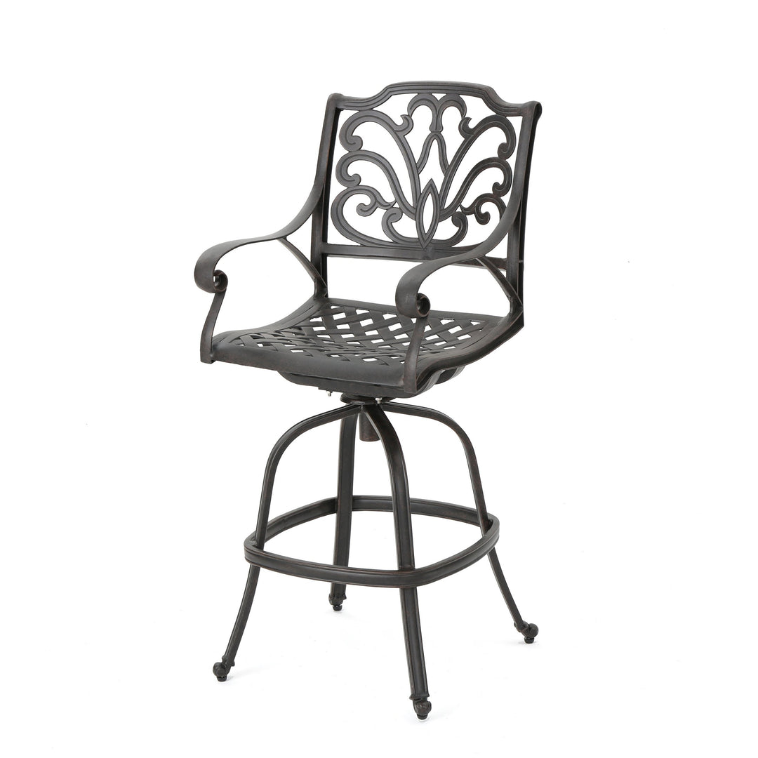 Christopher Knight Home Alfresco Outdoor Bronze Finished Cast Aluminum Barstools - Diamond Home USA
