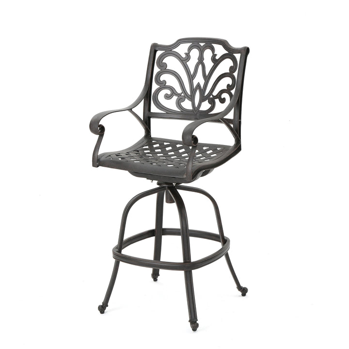 Christopher Knight Home Alfresco Outdoor Bronze Finished Cast Aluminum Barstools - Diamond Home USA