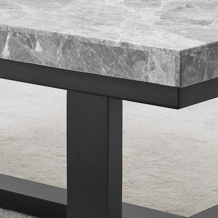 Marble Top End Table Grey Casual Transitional Square Finish