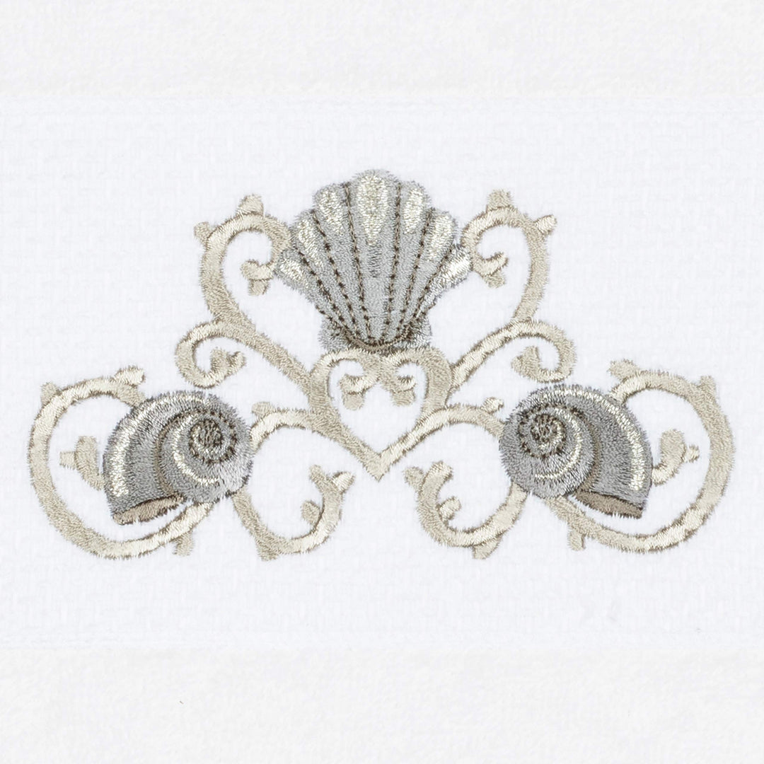 Turkish Cotton Shells Embroidered White 3-Piece Towel Set Novelty Terry Cloth - Diamond Home USA