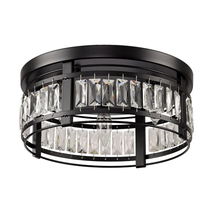 Modern 14-inch Matte Black 3-light Crystal Flush Mount Chandelier Diameter:16 in - Diamond Home USA