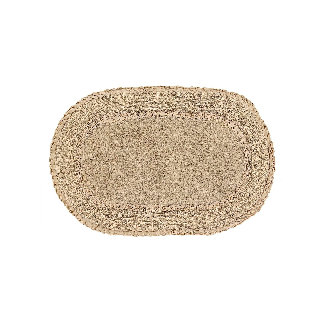 Double Ruffle 24"x40" Bath Rug Brown Solid Color Cotton Single Piece - Diamond Home USA