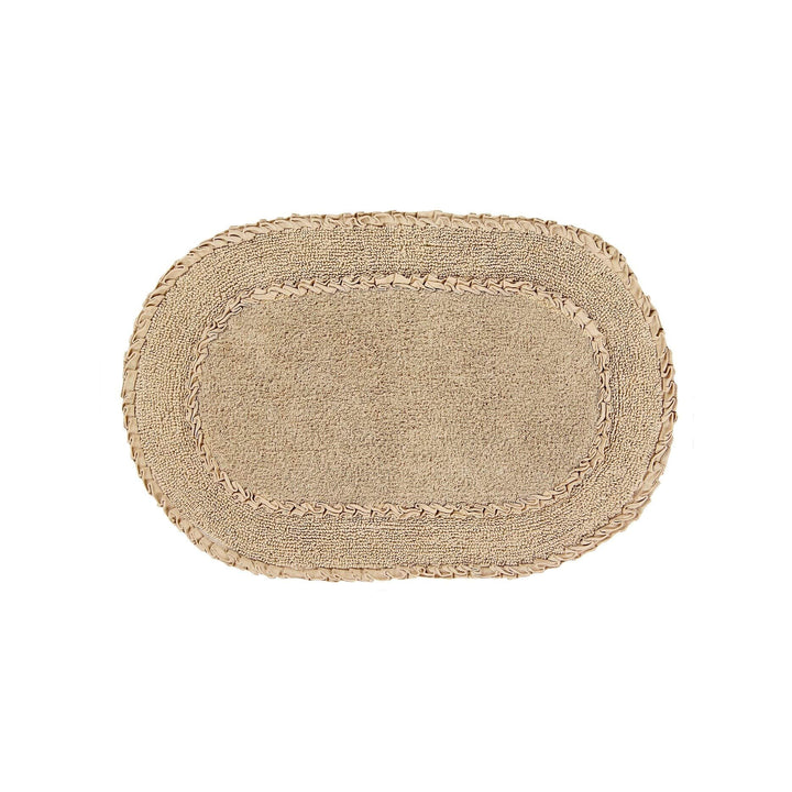 Double Ruffle 24"x40" Bath Rug Brown Solid Color Cotton Single Piece - Diamond Home USA