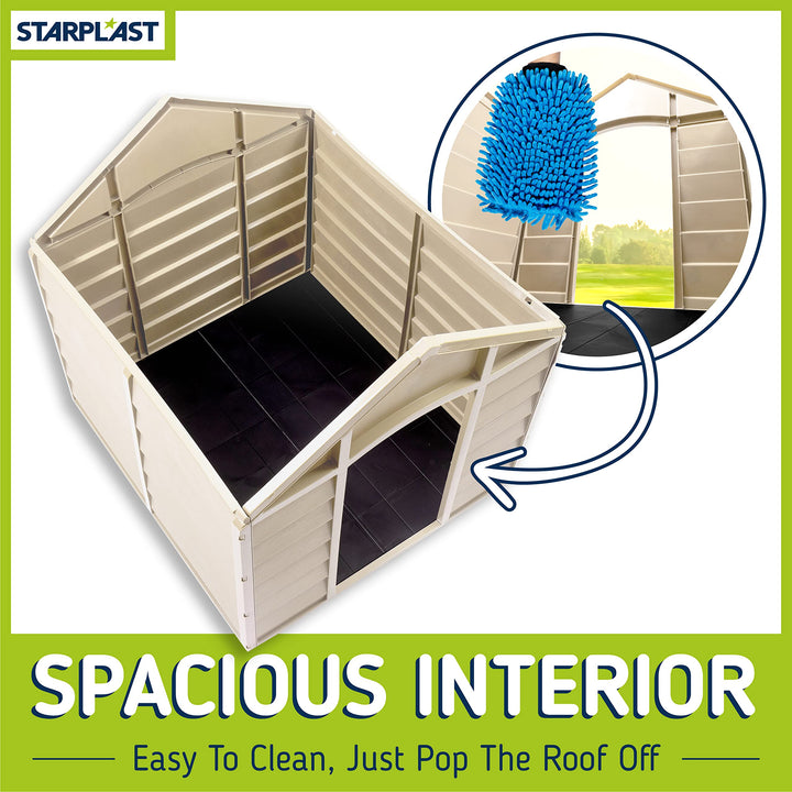 Starplast Small Dog Kennel: 1 Outdoor Plastic Pet House Weather & Water - Diamond Home USA